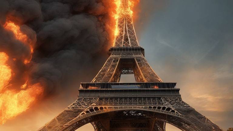 Eiffel Tower Burning Fake Photo