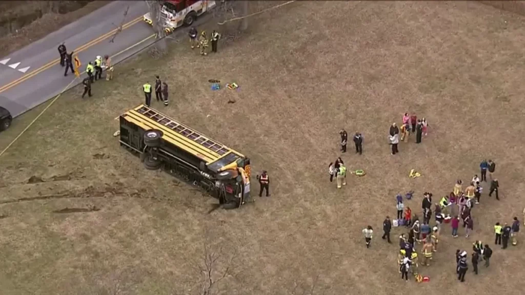 Four Children Injured As School Bus Overturns In Columbia