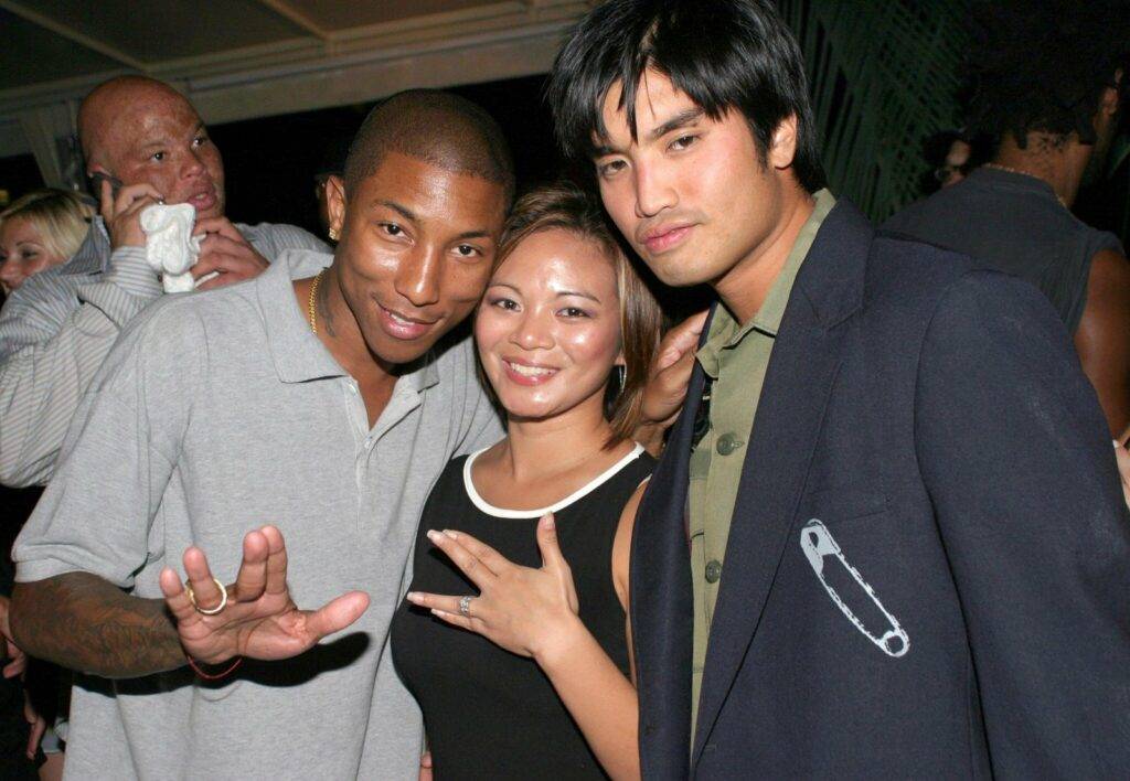 Pharrell Williams, Rachel Hugo, and her Ex-husband Chad Hugo